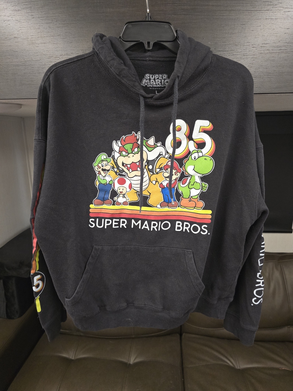 Super Mario Bros. 85 Black Graphic Crewneck Sweater